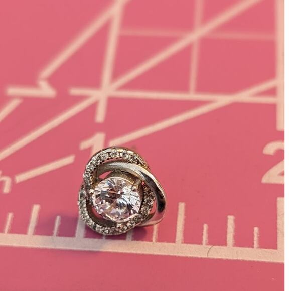 Marked IBB CH 925 Sterling CZ Swirl Post Earrings - Picture 4 of 8